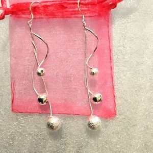 925 Pure Silver Vintage Earrings Multi-thread Bead